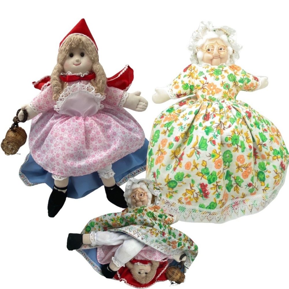 Vintage Little Red Riding Hood Reversible Grandma Doll Story Telling Prop 10"